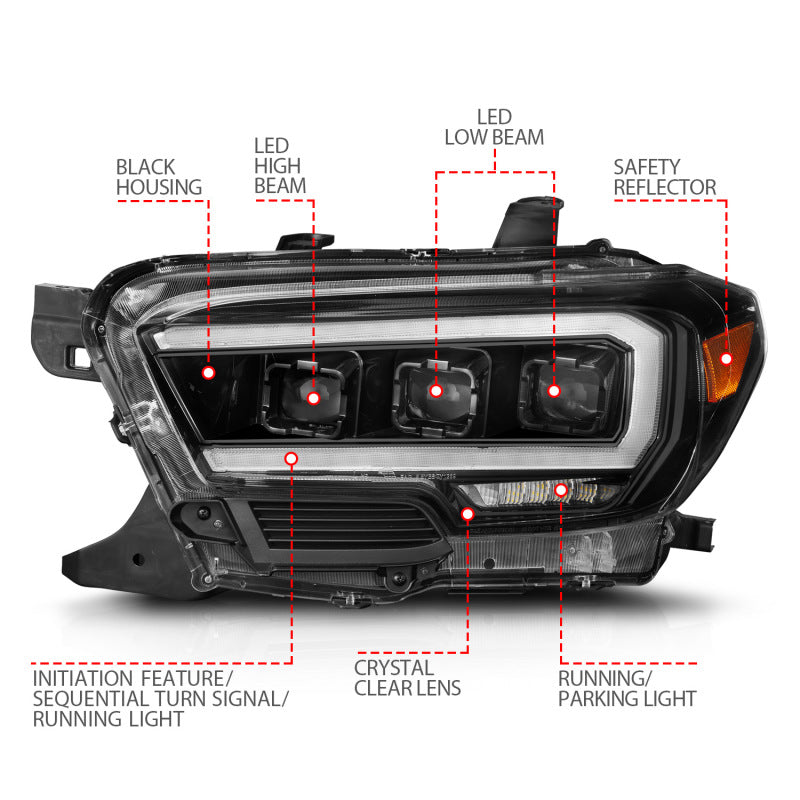 ANZO 16-22 Toyota Tacoma SR/SR5 ONLY Full LED Proj Headlights w/Light Bar Seq. Blk w/Initiation Lgt 111562 111562 User 3