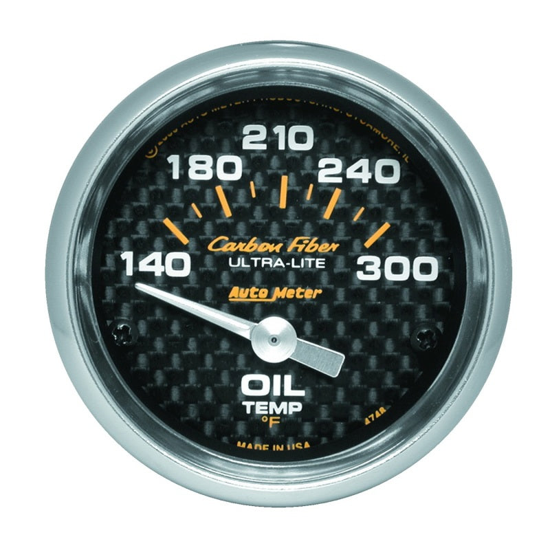 Autometer Gauge, Oil Temp, 2 1/16", 140-300 Deg. F, Electric, Carbon Fiber 4748 Photo - Primary