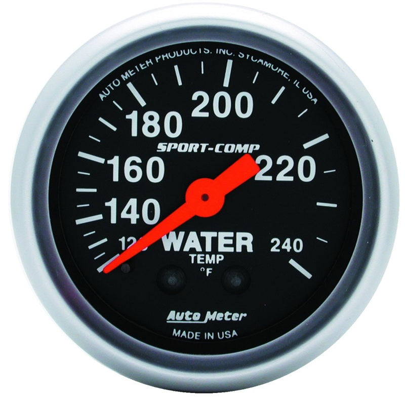 Autometer 2-1/16" Water Temperature, 120-240 °F, 12 Ft., Mechanical, Sport-Comp 3333 Photo - Primary