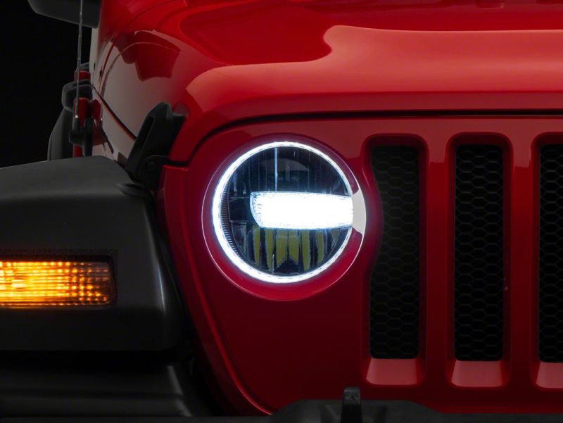 Raxiom 18-23 Jeep Wrangler JL Axial Series 9-In LED Headlights- Blk Housing (Clear Lens) J164371 J164371 Photo - Close Up