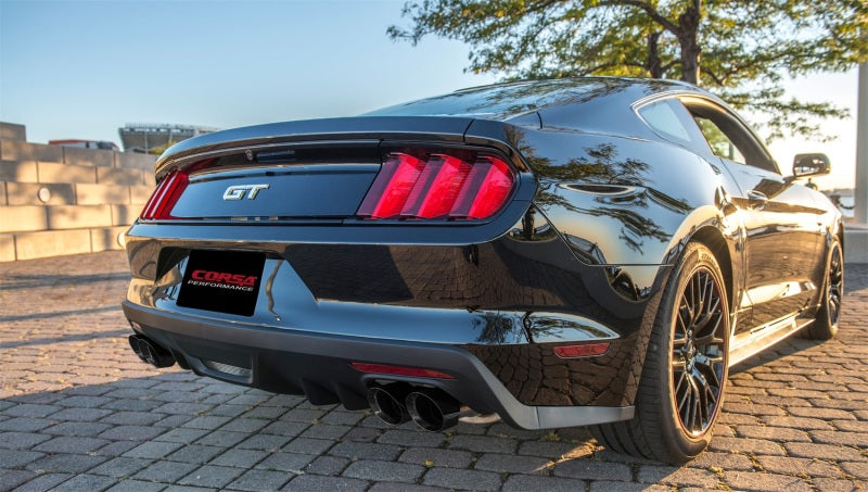 Corsa Performance Cat Back Exhaust Polish Quad Tips for 15-16 Ford Mustang GT 5.0 3in 14335BLK Photo - Mounted