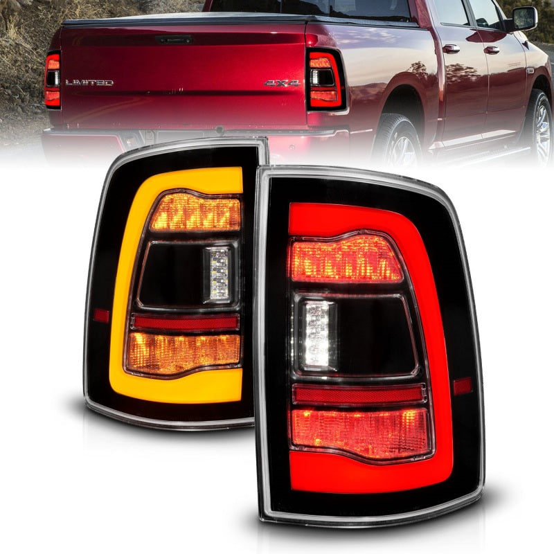 ANZO 09-18 Dodge Ram 1500 Sequential LED Taillights Black w/Switchback Amber Signal 311471 311471 Photo - Primary