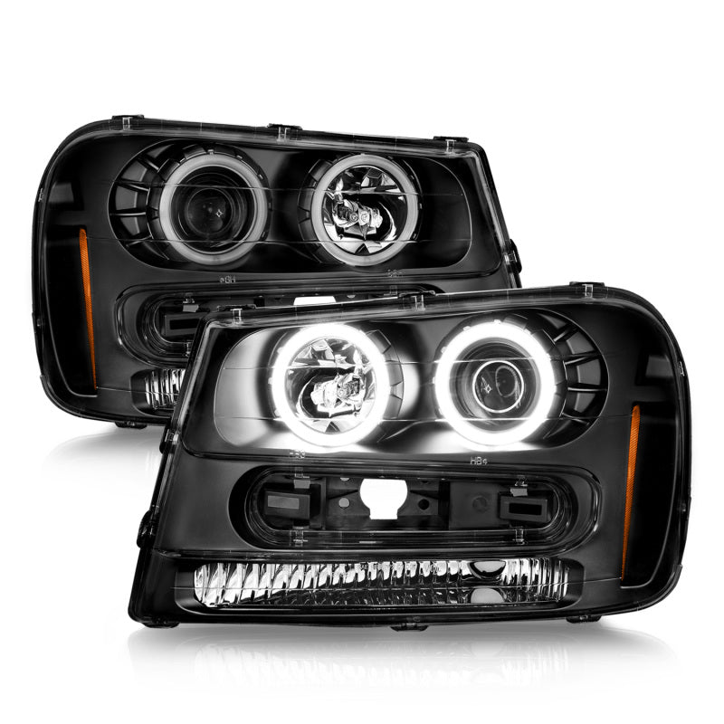 ANZO 02-09 Chevrolet Trailblazer (Will Not Fit 06-09 LT) Projector Headlights w/Halo Black Housing 111572 111572 Photo - Unmounted
