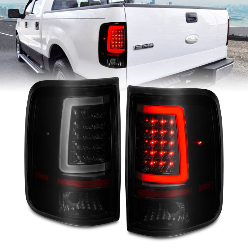 ANZO 2004-2006 Ford F-150 LED Tail Lights w/ Light Bar Black Housing Smoke Lens 311343 311343 Photo - Primary
