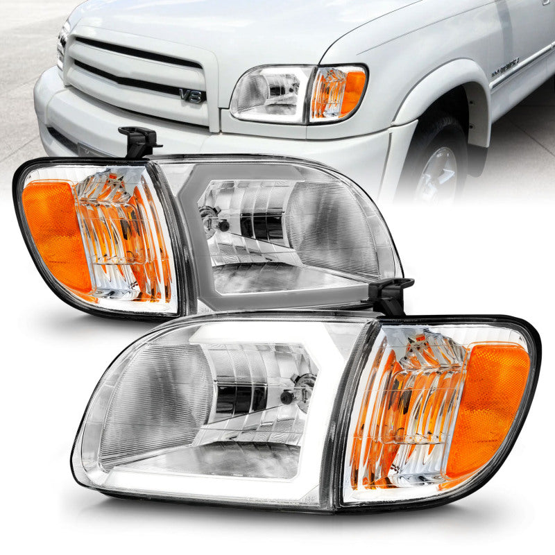 ANZO 00-04 Toyota Tundra (Reg/Acc Cab Only) Crystal Headlights w/Lgt Bar Chrome w/Corner Lights 2pc 111580 111580 Photo - Primary