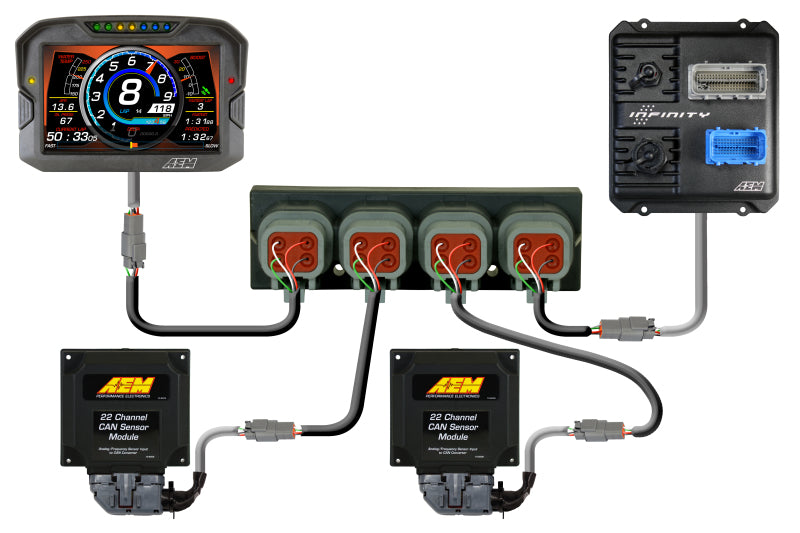 AEM Electronics 4 Port AEMnet CAN Hub 30-2225 Illustration Guide