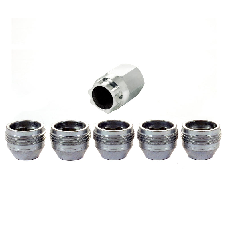 McGard Wheel Lock Nut Set - 5pk. (Under Hub Cap / Cone Seat) M14X.5 / 22mm Hex / .893in. L. - Silver 24519 24519 Photo - Primary