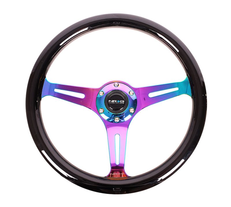 NRG Classic Wood Grain Wheel-350mm 3 Neochrome spokes-Black Paint Grip ST-015MC-BK Photo - Primary