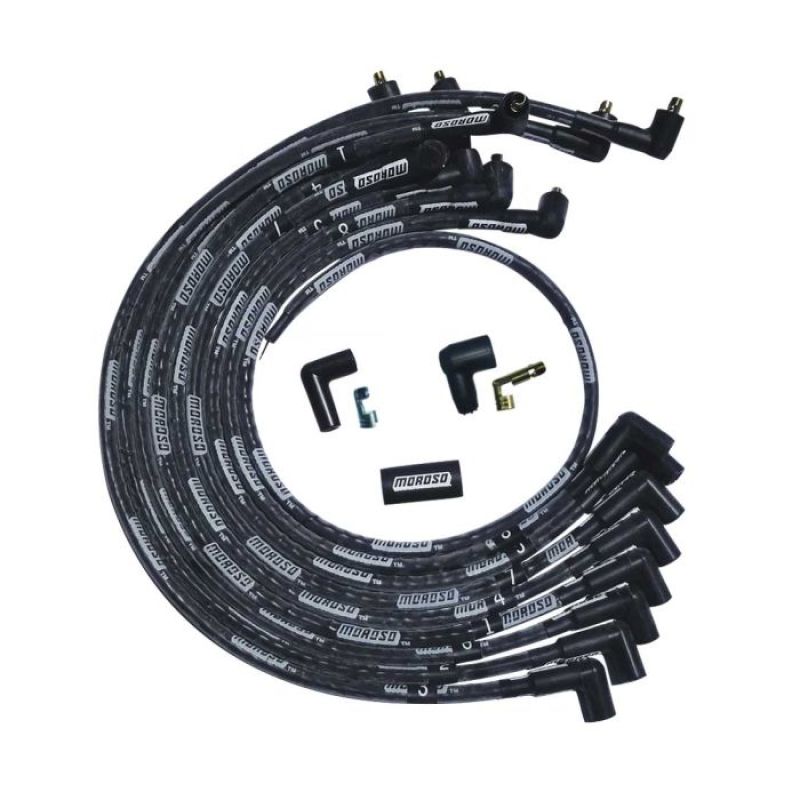 Moroso SBC Over Valve Cover Sleeved 90 Deg Plug Non-HEI Ultra Spark Plug Wire Set - Black 51526 51526 User 1