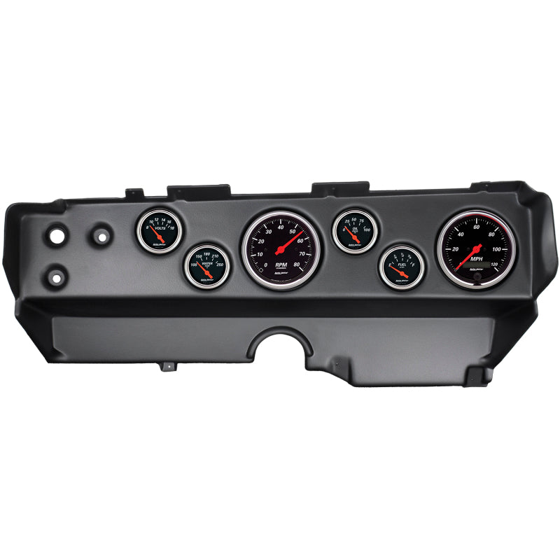 Autometer Designer Black 70-74 E-Body/Cuda/Challenger Dash Kit 6pc Tach/ MPH/ Fuel/ Oil/ WTMP/ Volt 7029-DB 7029-DB Photo - Primary