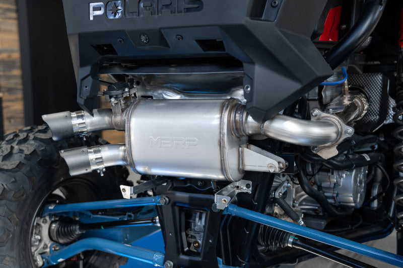 MBRP 20-22 Polaris RZR Pro XP 2.5in Slip-On Active Exhaust Dual Out AT-9524AS AT-9524AS Photo - Mounted