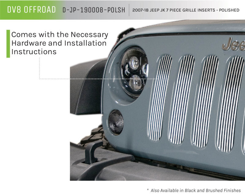 DV8 Offroad 2007-2018 Jeep JK Polished Grille Inserts D-JP-190008-POLSH D-JP-190008-POLSH Product Brochure - a specific brochure describing a Product