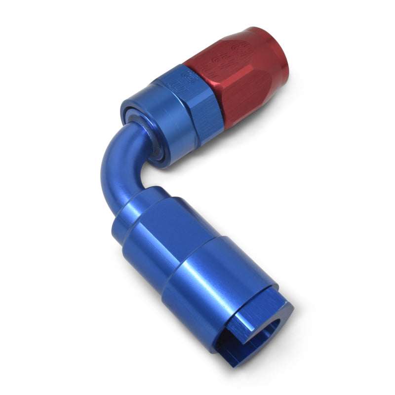 Russell 3/8" 90° EFI SAE Female Quick-Disconnect Hose Ends (Red/Blue Finish) 611220 Photo - out of package