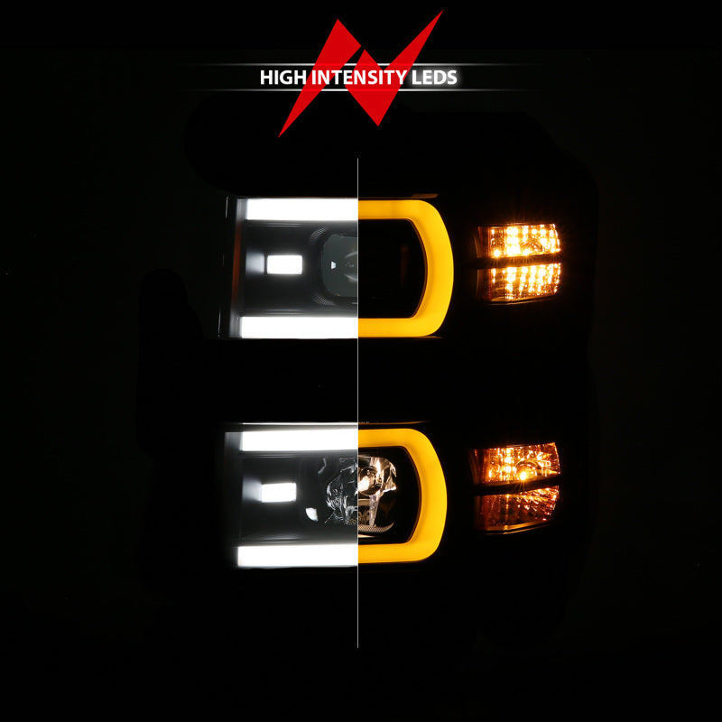 ANZO 14-15 Chevy Silverado 1500 Black Dual Switchback+Sequential LED Tube Sq. Projector Headlights 111617 111617 User 5
