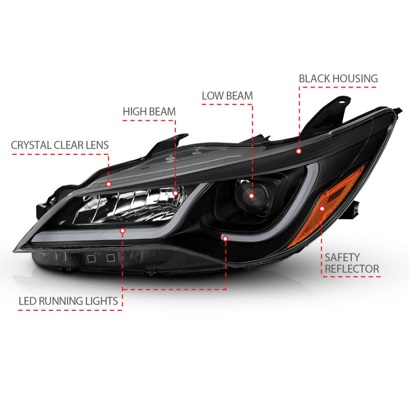 Anzo Projector Headlights W/ Plank Style Design Black w/Amber 15-16 Toyota 121518 Photo - out of package