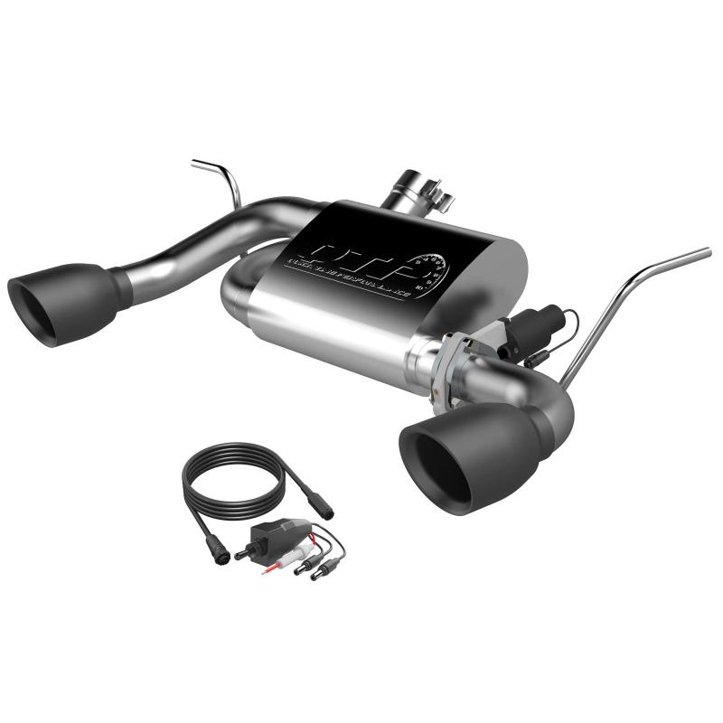 QTP 07-18 Jeep Wrangler 3.6L/3.8L 304SS Screamer Axle Back Exhaust w/4in Black Tips 425007B 425007B Photo - Primary