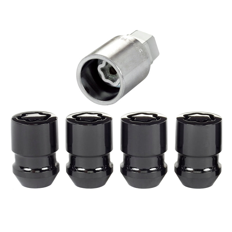 McGard Wheel Lock Nut Set - 4pk. (Cone Seat) 1/2-20 / 3/4 & 13/16 Dual Hex / 1.28in. Length - Black 24025 24025 Photo - out of package