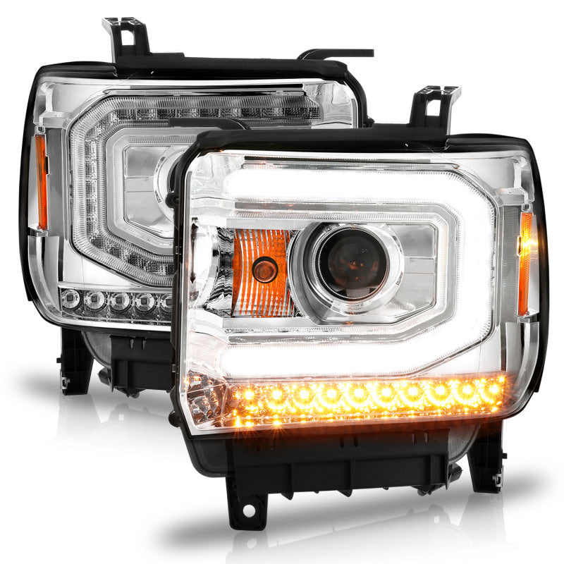 ANZO 2014-2015 Gmc Sierra 1500 Projector Headlights w/ Light Bar Chrome Housing (Halogen Type) 111514 111514 Photo - Unmounted