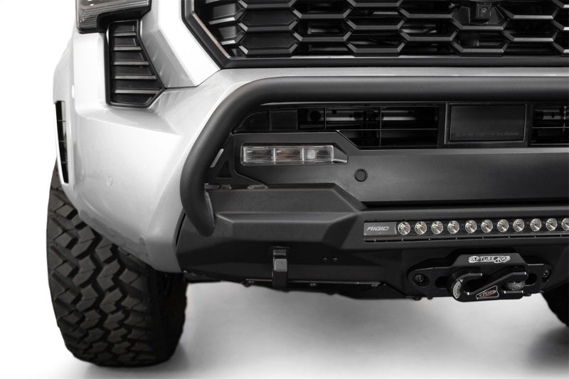 Addictive Desert Designs ADD 2024+ Toyota Tacoma Stealth Center Mount Winch Front Bumper w/ Top Hoop F6703512601NA F6703512601NA Photo - Mounted