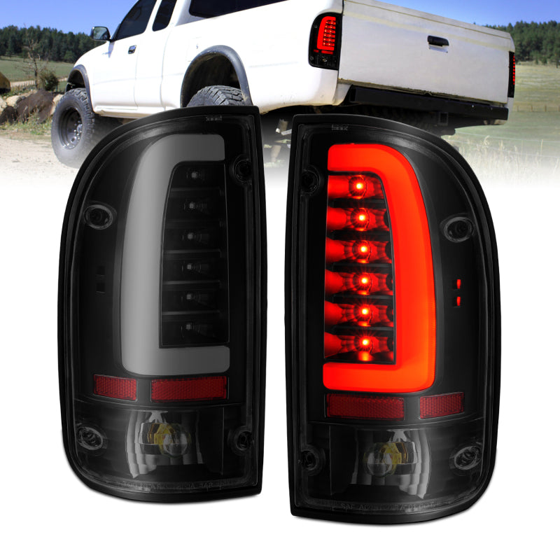 ANZO 1995-2000 Toyota Tacoma LED Taillights Black Housing Smoke Lens (Pair) 311354 311354 Photo - Primary