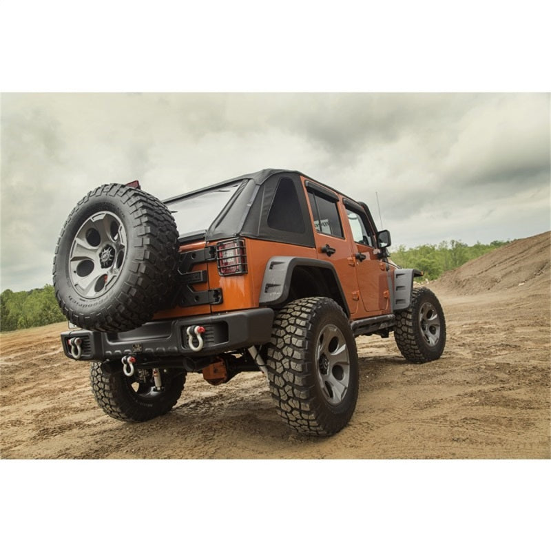 Rugged Ridge Bowless Soft Top, Black Diamond; 07-18 Jeep Wrangler JKU, 4 Door 13750.38 Photo - Mounted
