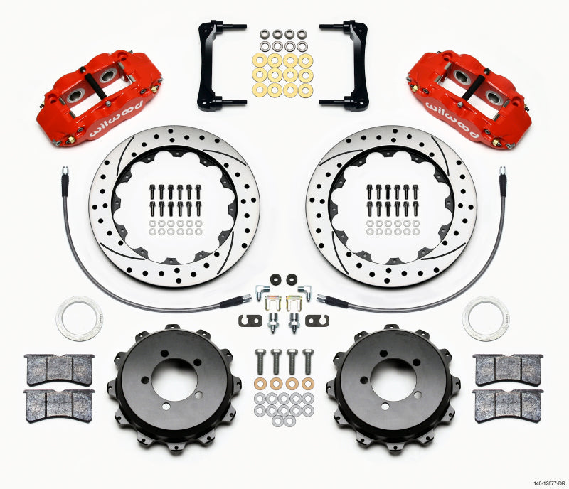 Wilwood Fnsl4R Rear Kit, 12.88", Drilled, Red, 2008-2012 Subaru Wrx w/Lines 140-12877-DR Photo - Primary