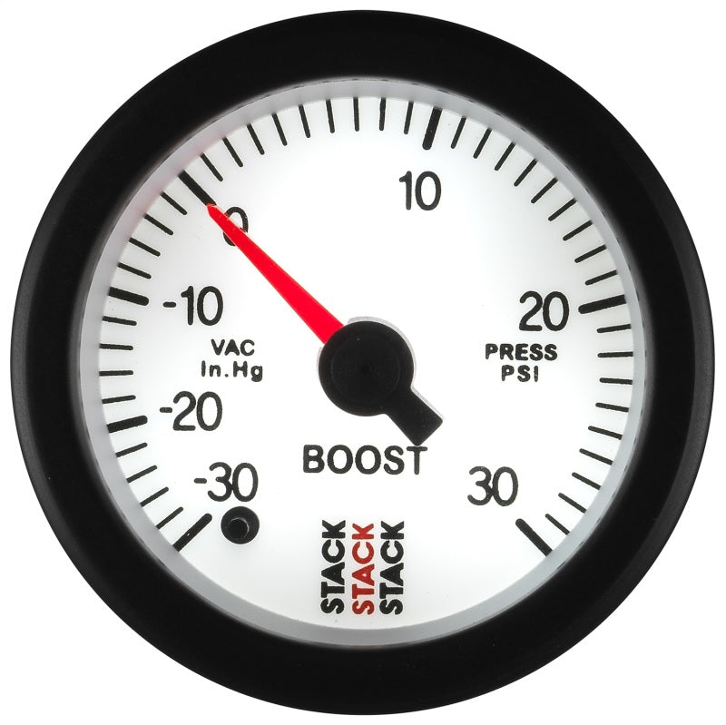 Autometer Stack 52mm -30INHG to +30 PSI (Incl T-Fitting) Pro Stepper Motor Boost Press Gauge - White ST3362 ST3362 User 4