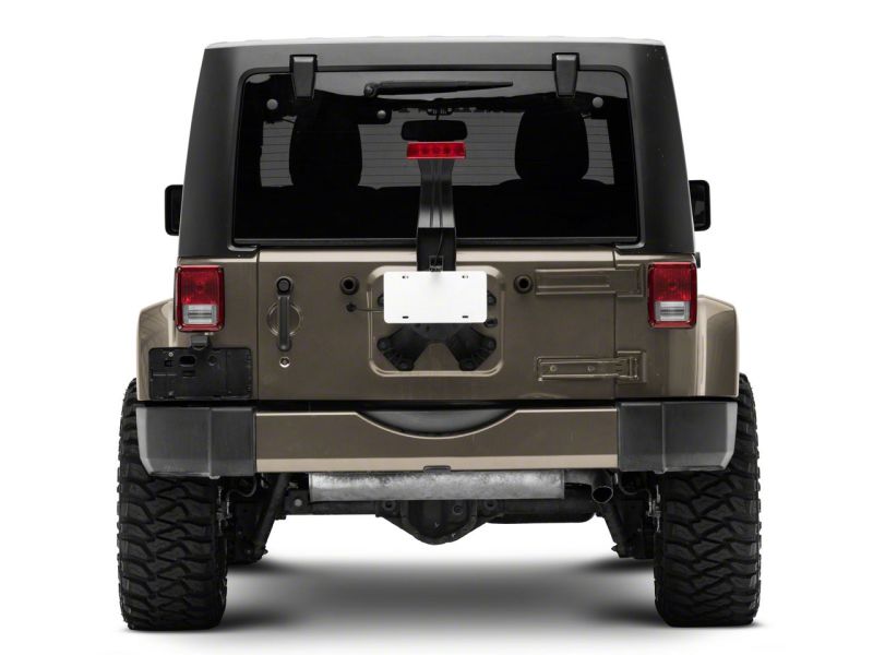 Raxiom 07-18 Jeep Wrangler JK Axial Series License Plate Bracket w/ LED Brake Light J132759 J132759 Photo - Close Up