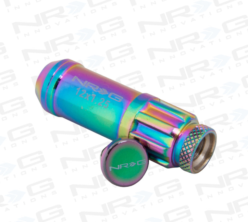 NRG M12 X 1.25 Steal Lug Nut W/ Dust Cap Cover Set 21 Pc Neochrome W/ Lock LN-LS710MC-21 Photo - Primary