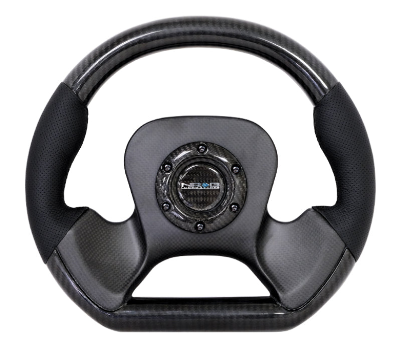 NRG Carbon Fiber Steering Wheel (320mm) CF Center Plate & Two-Tone Carbon w/Leather Trim Handles ST-X10CF ST-X10CF Photo - Primary
