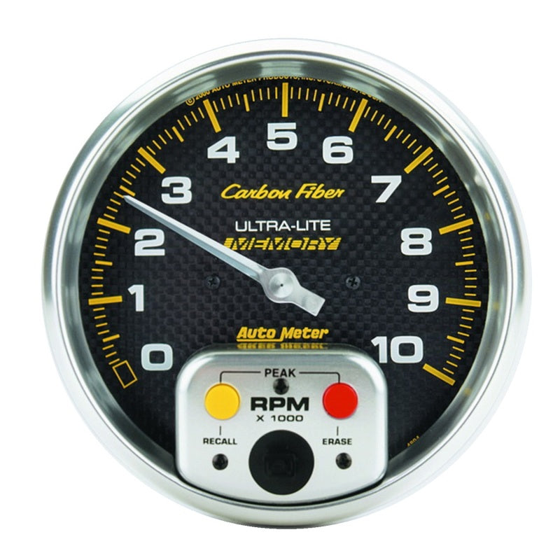 Autometer Gauge, Tach, 5", 10k RPM, In-Dash W/Mem, Carbon Fiber 4894 Photo - Primary