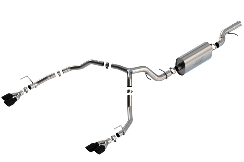 Borla 21-22 Chevrolet Tahoe 6.2L V8 2/4WD 4DR T-304 SS Touring Cat-Back Exhaust w/ Black Chrome Tips 140858BC 140858BC Photo - Primary