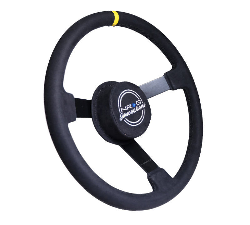 NRG Reinforced Steering Wheel (380mm) Nascar/ Alcantara 3 Spoke w/ NRG Logo/ Removable Crushed Pad RST-380MB-A RST-380MB-A Photo - Primary
