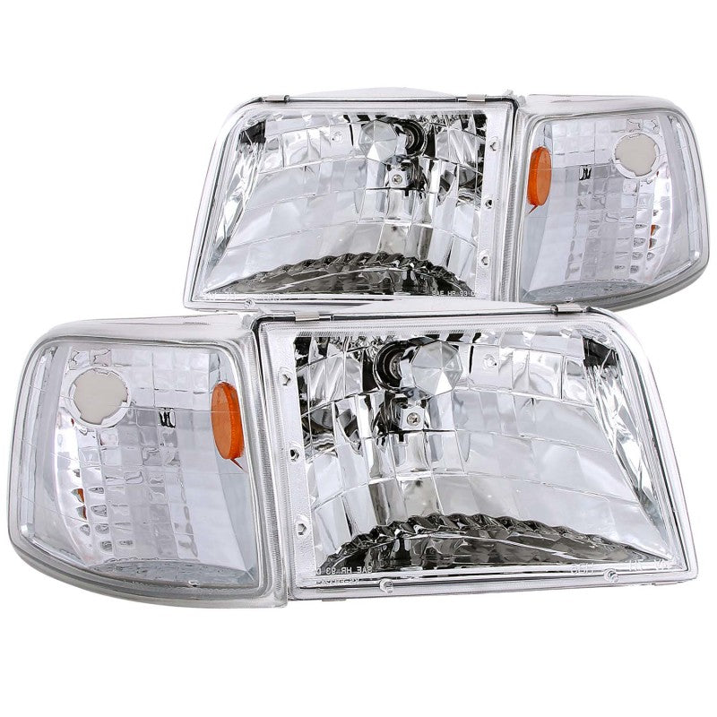 Anzo 1993-1997 Ford Ranger Crystal Headlights Chrome w/ Corner Lights 2pc 111119 Photo - Primary