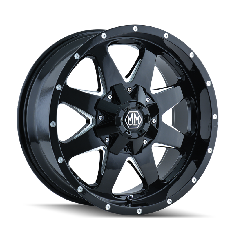 Mayhem 8040 Tank 20x9 / 5x114.3 BP / -12mm Offset / 87mm Hub Black w/ Milled Spokes Wheel 8040-2956B 8040-2956B Photo - Primary