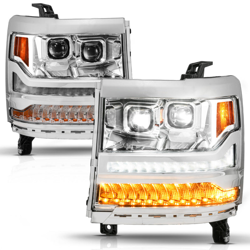 ANZO 16-18 Chevy Silverado 1500 (Factory HID Models ONLY) Full LED Proj Headlights Chrome - Pair 111623A 111623A User 1