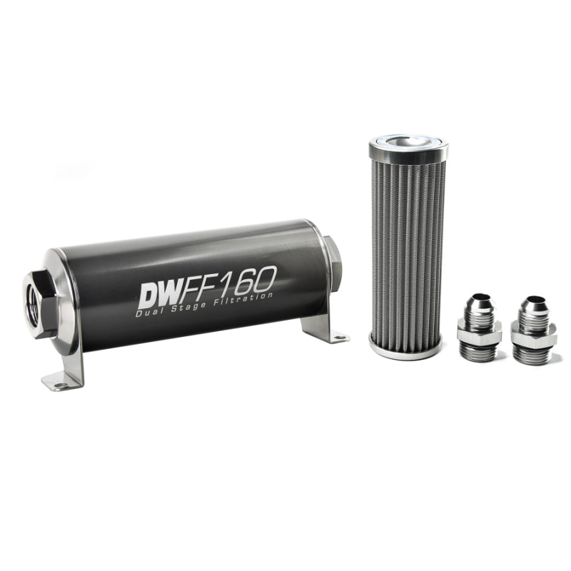 DeatschWerks '-8AN, 100 micron, 160mm In-line fuel filter kit 8-03-160-100K-8 Photo - Primary