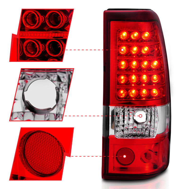 Anzo 2003-2006 Chevrolet Silverado 1500 LED Taillights Red/Clear 311007 Photo - Close Up
