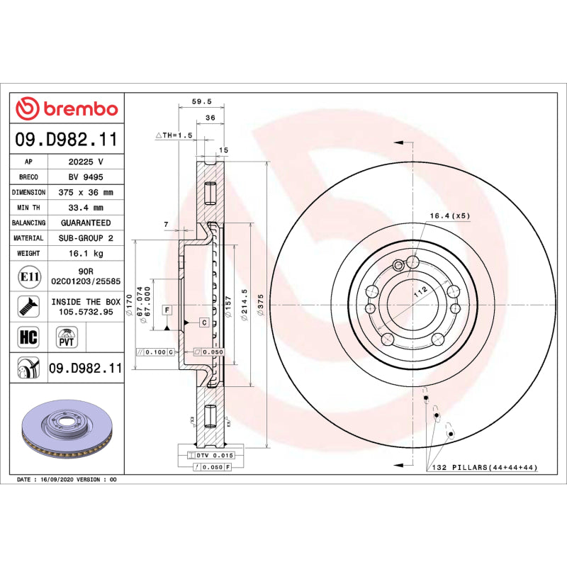 Brembo OE BRE UV Coated OE Equiv Rotors Brakes, Rotors & Pads Brake Rotors - OE main image