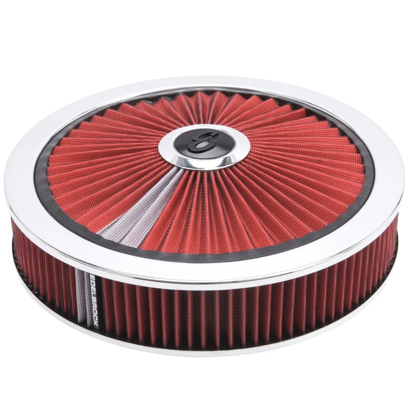 Edelbrock Air Cleaner, Pro-Flo High-Flow Series, Round, Filtered Top, Red Cloth 43660 Photo - Primary