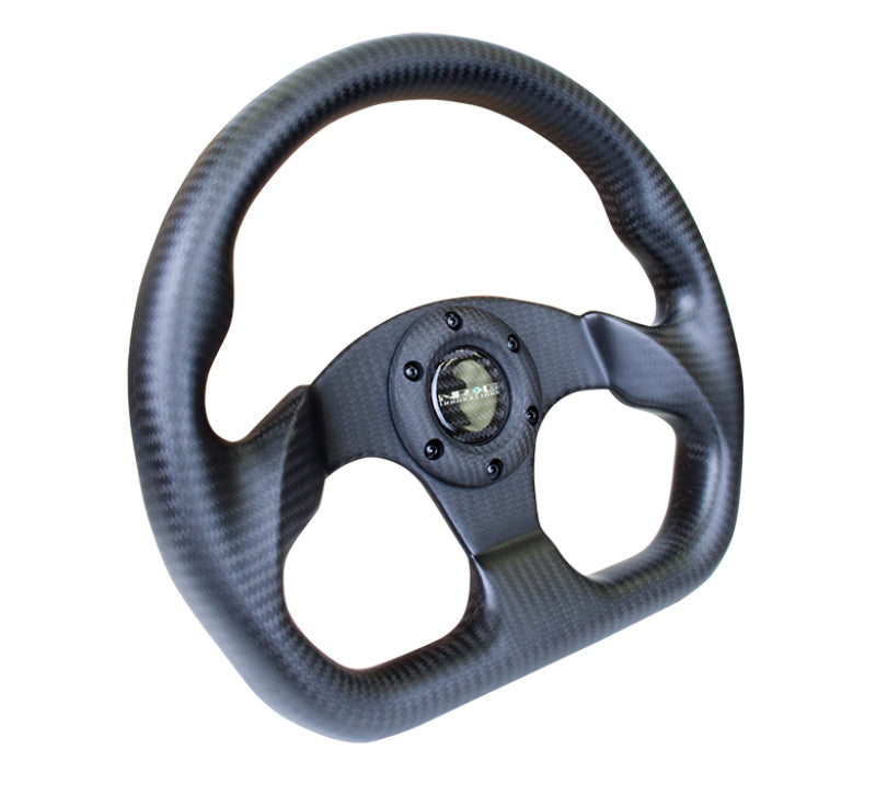 NRG Carbon Fiber Steering Wheel (320mm) Flat Bottom Matte Black Carbon ST-009CF/MB ST-009CF/MB Photo - Primary
