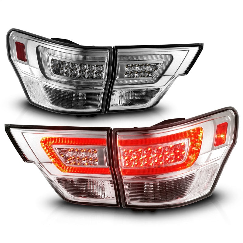 ANZO 11-13 Jeep Grand Cherokee LED Taillights w/ Lightbar Chrome Housing/Clear Lens 4pcs 311441 311441 Photo - Unmounted