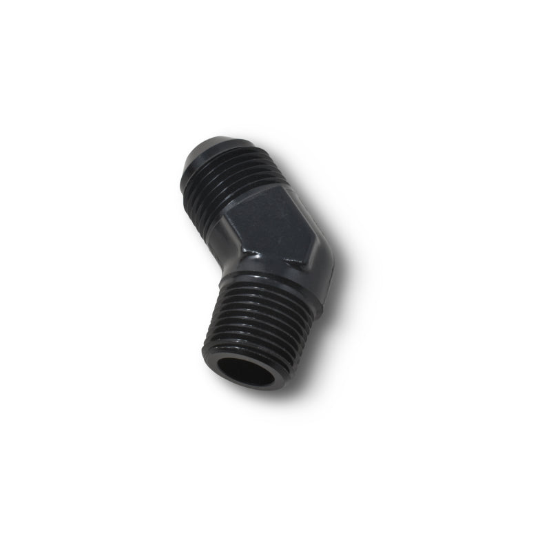 Russell -6 AN 45° Flare to Pipe Adapter (Black Finish) 662393 Photo - out of package
