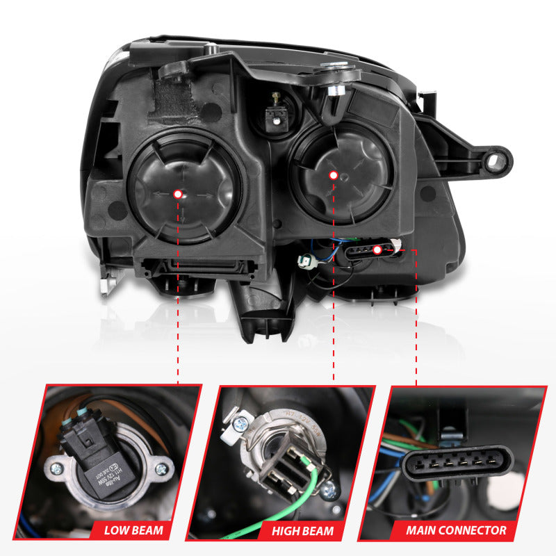 ANZO 2007-2008 Gmc Acadia Crystal Headlight Chrome Amber(OE) 111476 111476 Photo - Unmounted