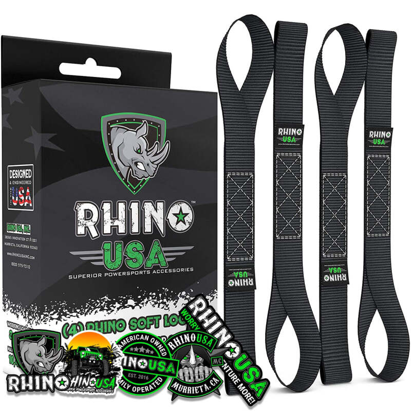 Rhino USA Soft Loops Motorcycle Tie-Down Set 4-Pack Black SOFT4PACK-BLK SOFT4PACK-BLK Photo - Primary