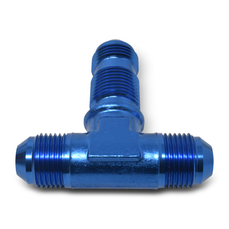 Russell -3 AN Flare Bulkhead Tee Adapter (Blue Finish) 661300 Photo - out of package