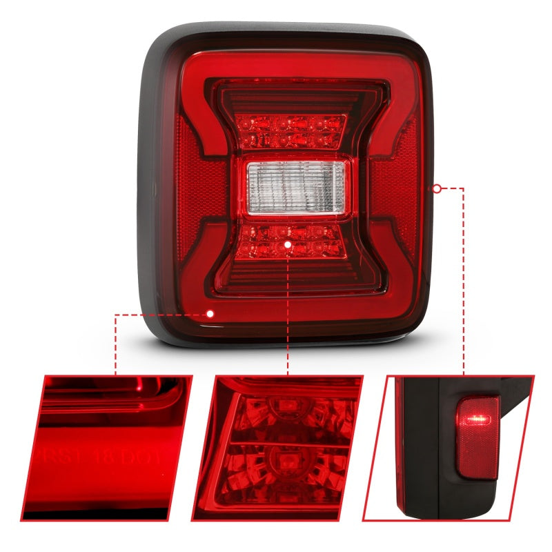 ANZO 18-19 Jeep Wrangler JL LED Taillights Black 311295 311295 Photo - Unmounted