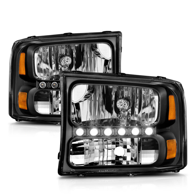 Anzo 2000-2004 Ford Excursion Crystal Headlights Black w/ LED 1pc 111106 User 2