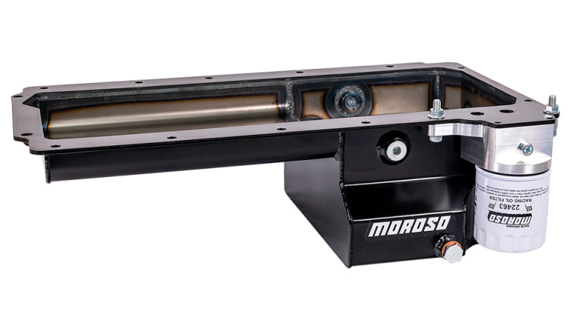 Moroso GM LS Early F-Body (Road Race) Spin-On Filter Drain Back Rear Sump Steel Oil Pan - Black 20159 20159 User 1