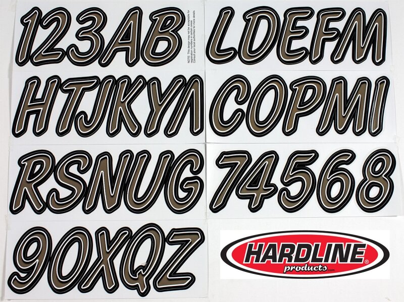 Hardline Boat Lettering Registration Kit 3 in. - 400 Titan Grey/Black TIBKG400 TIBKG400 Photo - Primary